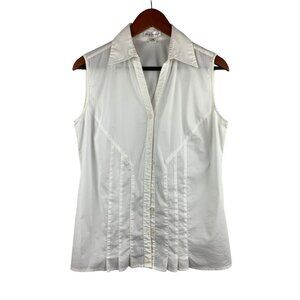 Sleeveless Fair Indigo White Button-Down Blouse Size 10